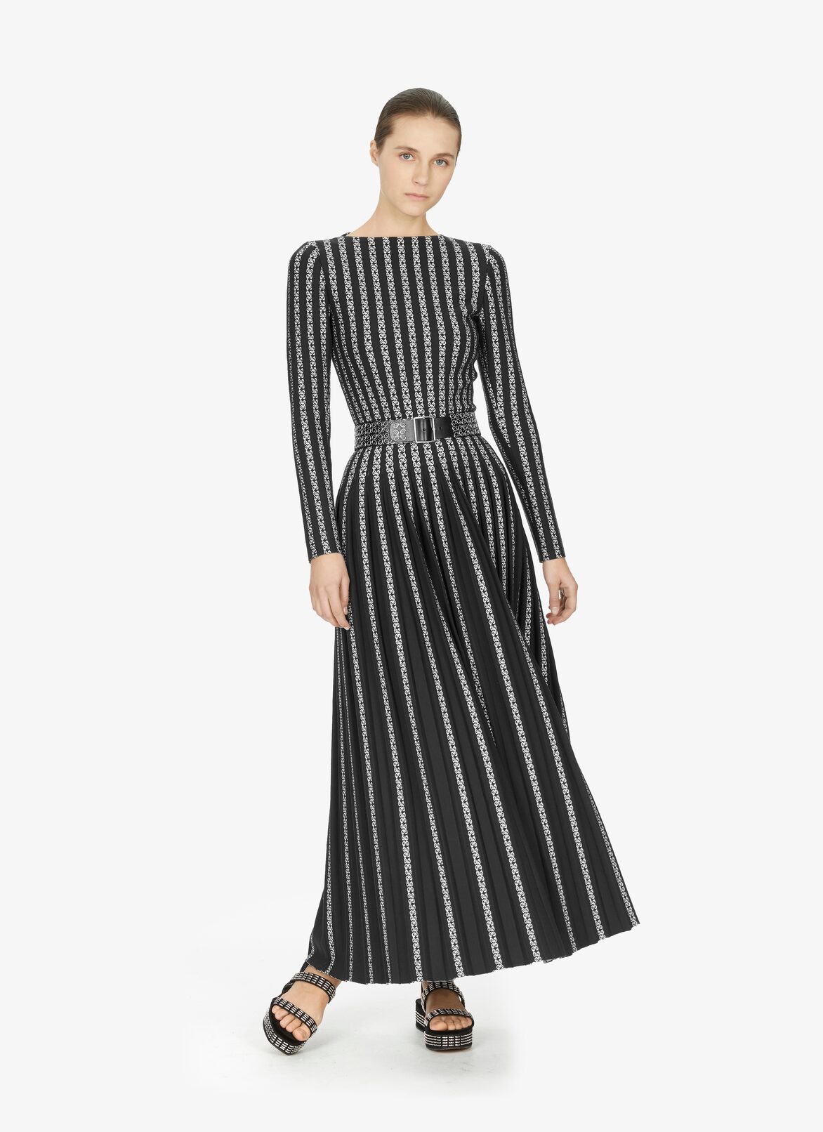 Blend Straight-Neck Bodysuit
 ALAÏA GREEN/WHITE BLEND STRAIGHT-NECK BODYSUIT